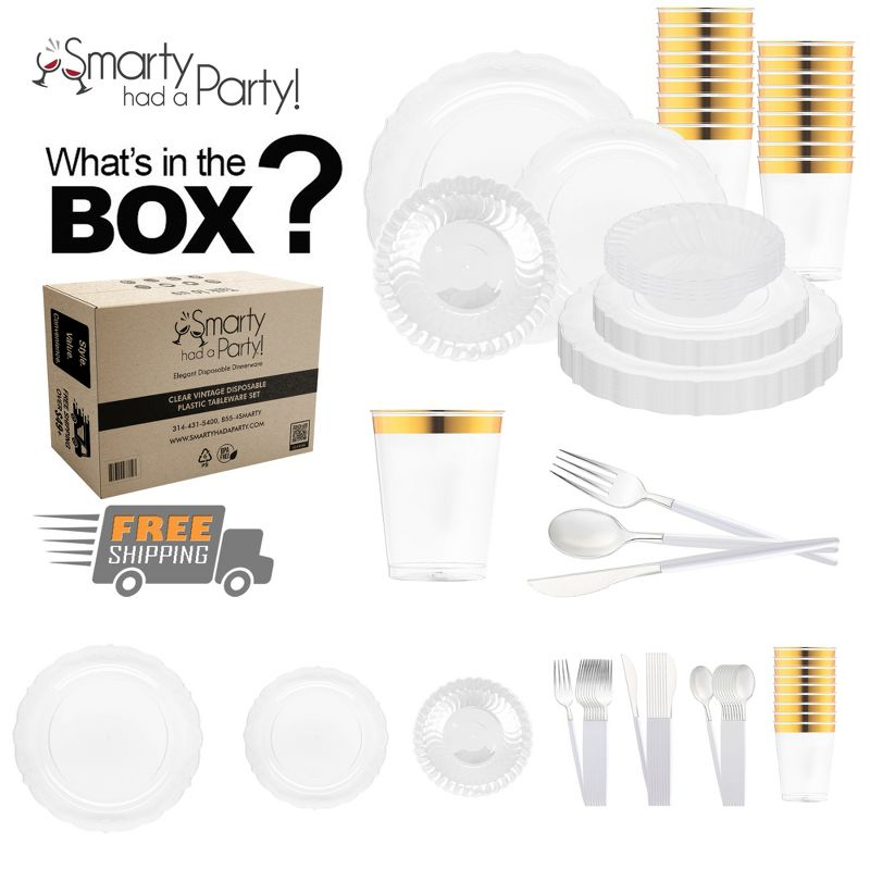 Smarty Had A Party Clear Vintage Plastic Tableware Set - 120 Sets