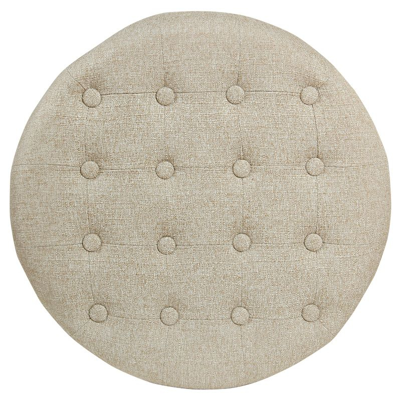 HomePop Boho Tufted Storage Ottoman Twine Light Brown: Upholstered, Plywood Frame, Foam Fill