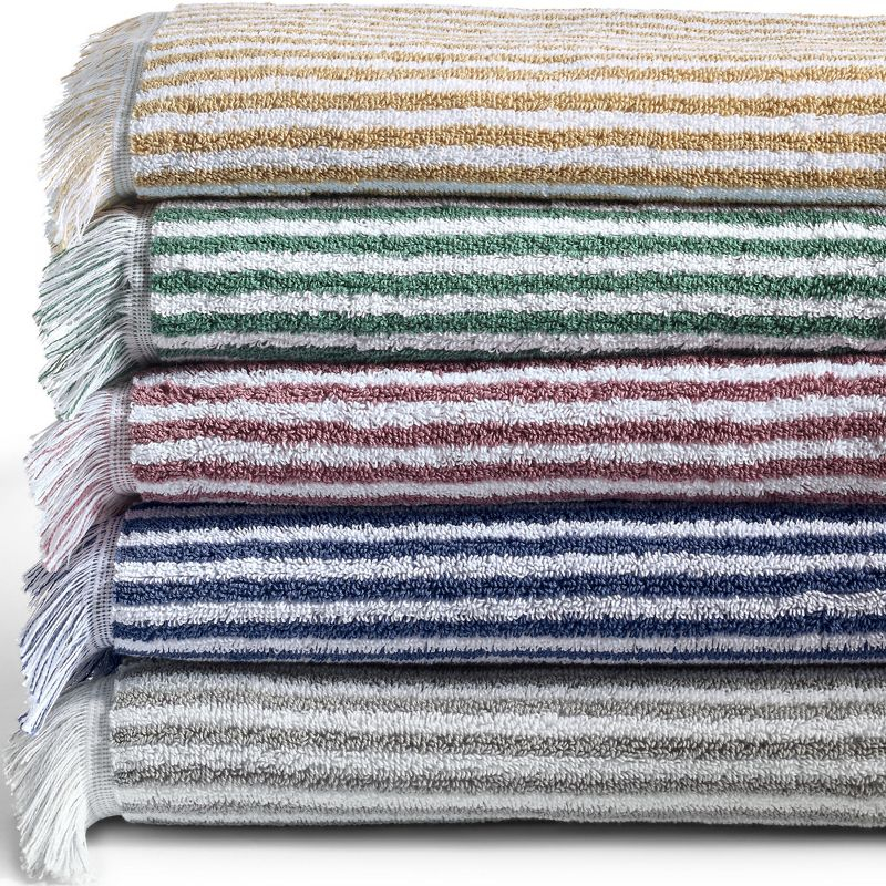 Lands' End Cotton Yarn-dyed Stripe 6-Piece Bath Towel Set - Assorted Bath Towel Set - Antique Navy Stripe