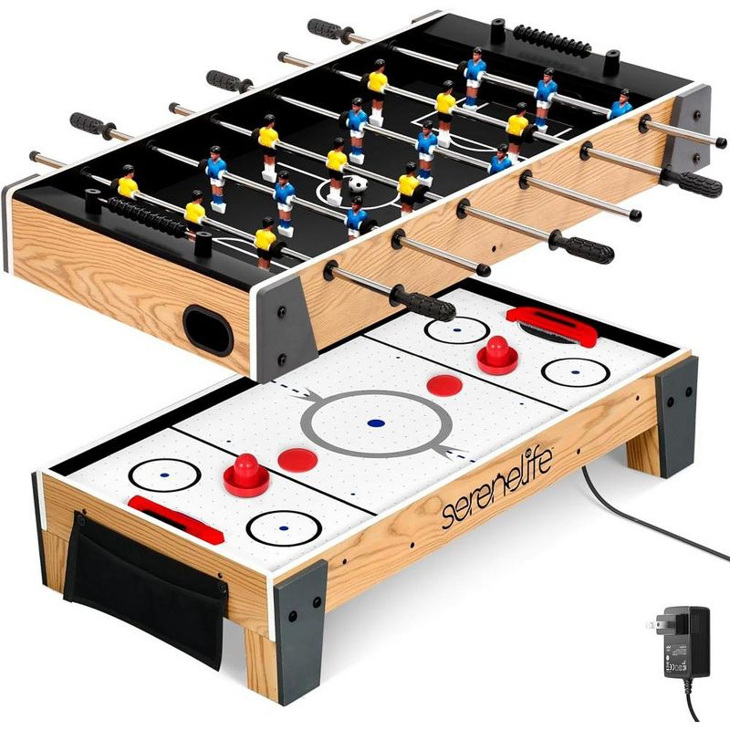 SereneLife 38” Table Top Air Hockey and 40” Foosball Set, 2-in-1 Swivel Game Table