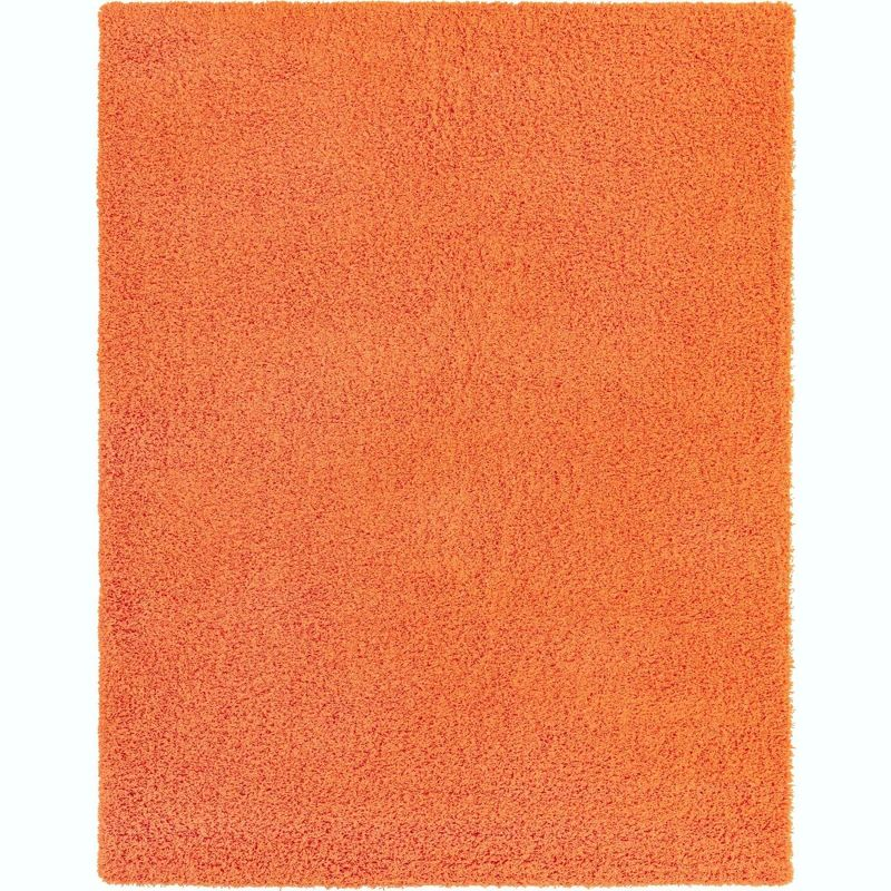 Unique Loom 10' 0 x 13' 1 Rectangle Solid Shag Tiger Orange Area Rug