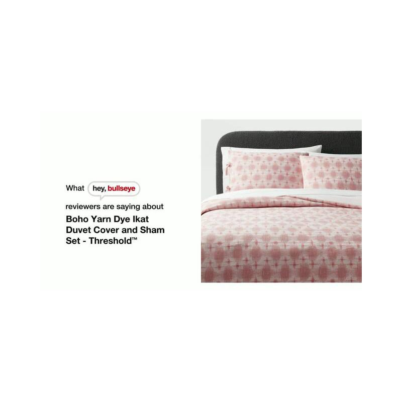 Full/Queen Yarn Dye Ikat Duvet Cover and Sham Set Ivory/Mauve - Threshold™: Cotton Slub, Zippered, Oeko-Tex Certified
