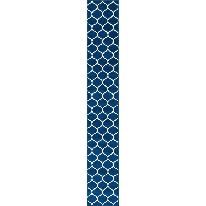 Unique Loom 2' 0 x 13' 0 Trellis Frieze Rounded Navy Blue Area Rug