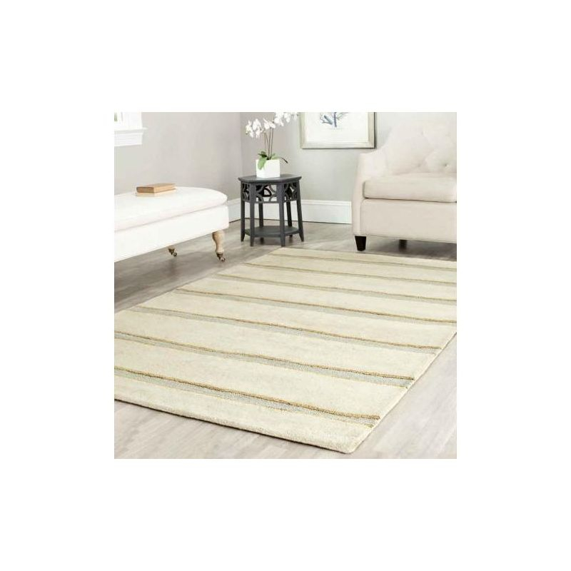 Martha Stewart Chalk Stripe - MSR3617 - Indoor Hand Tufted Area Rugs - B Wheat F Bge - 9'6"x13'6"