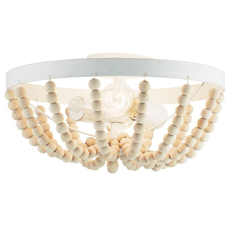 15" Delilah Boho Semi-Flush Mount Pendant White - River of Goods: Metal & Wood, UL Listed, 2-Bulb Ceiling Fixture