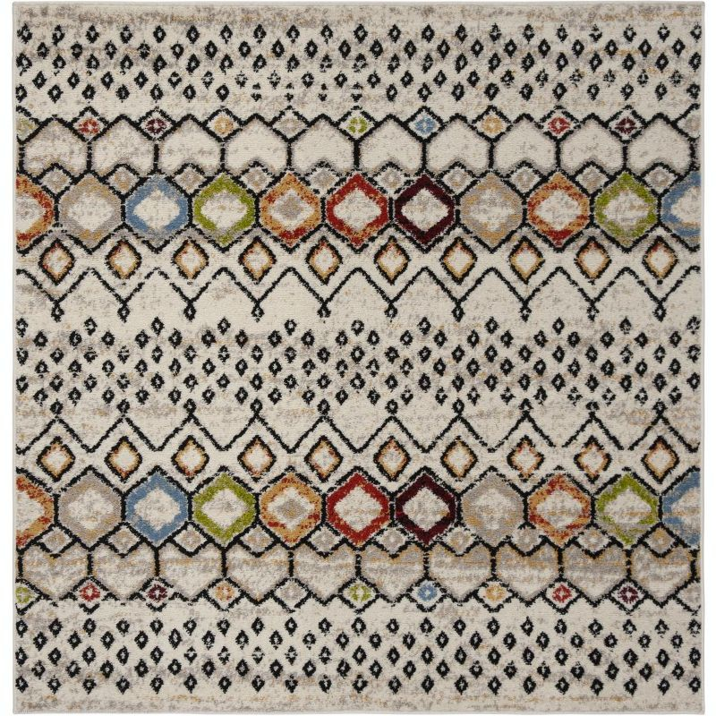 Amsterdam AMS108 Power Loomed Indoor Area Rug - Ivory/Multi - 5'1"x5'1" - Safavieh