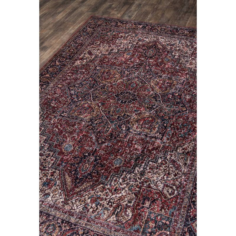 5'x8' Karachi Alai Area Rug Burgundy - Momeni: Geometric Bohemian, Rubber Backing, Medium Pile, Indoor Use