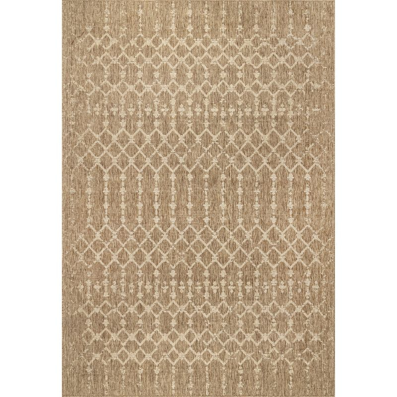 Nuloom Grayson Trellis 4x6 Indoor/Outdoor Area Rug for Living Room Patio Deck Front Porch Kitchen, Brown/Ivory
