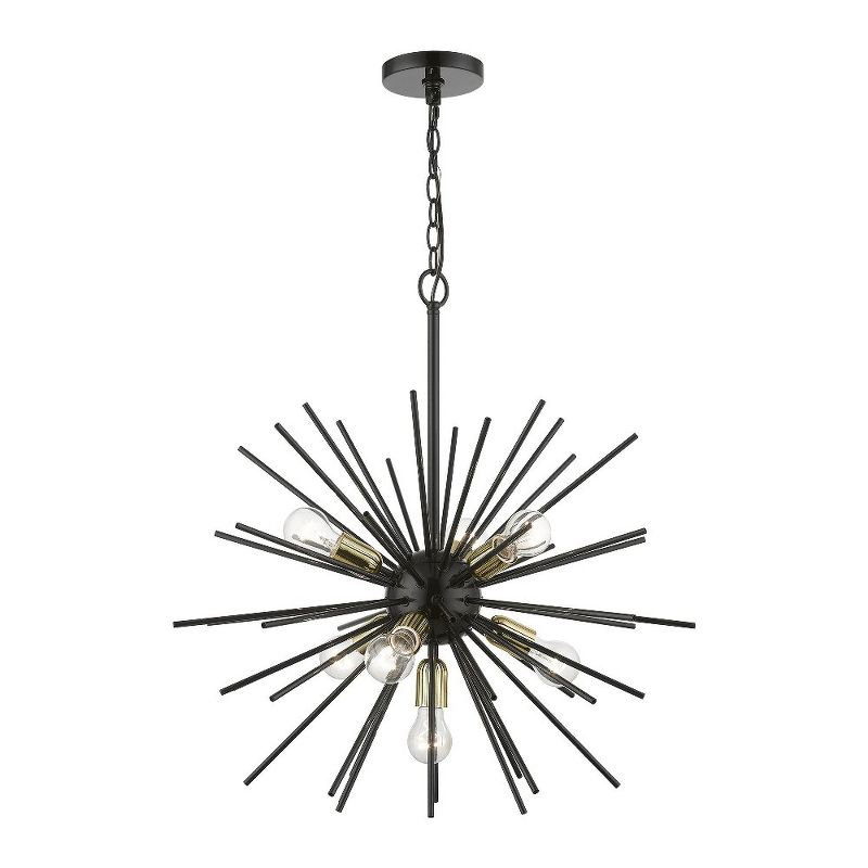 Livex Lighting Tribeca 7 - Light Pendant in  Shiny Black/Polished Brass