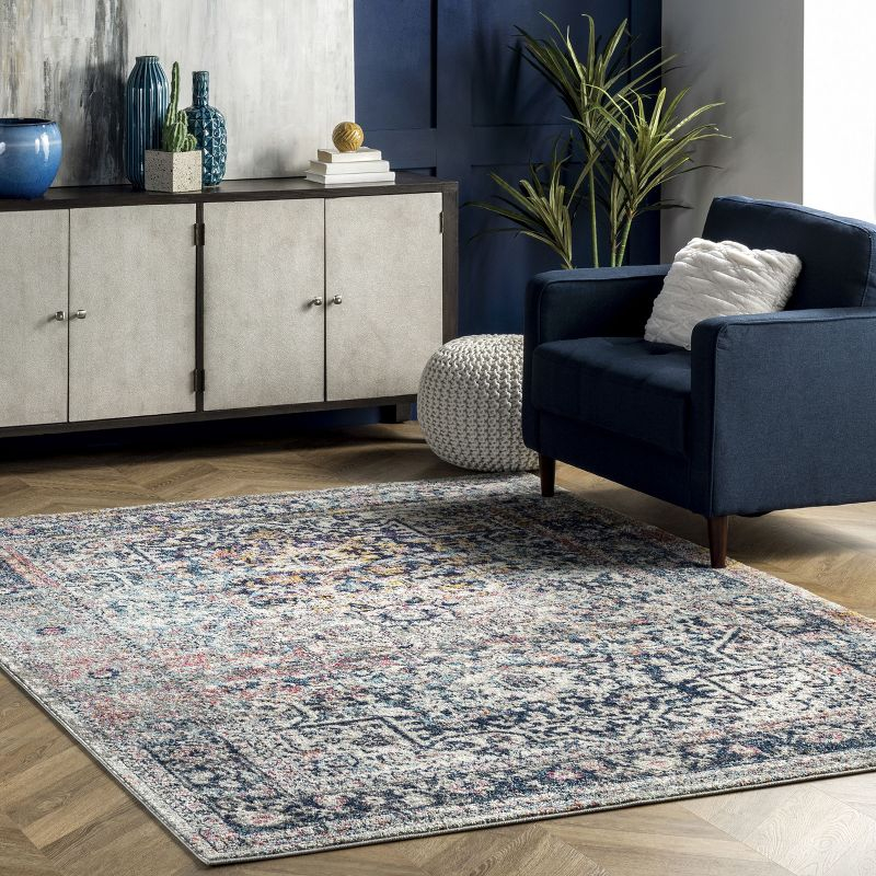 Nuloom Lilah Medallion 2x3 Accent Indoor Area Rug for Living Room Bedroom Dining Room Entryway Kitchen, Blue/Multicolor