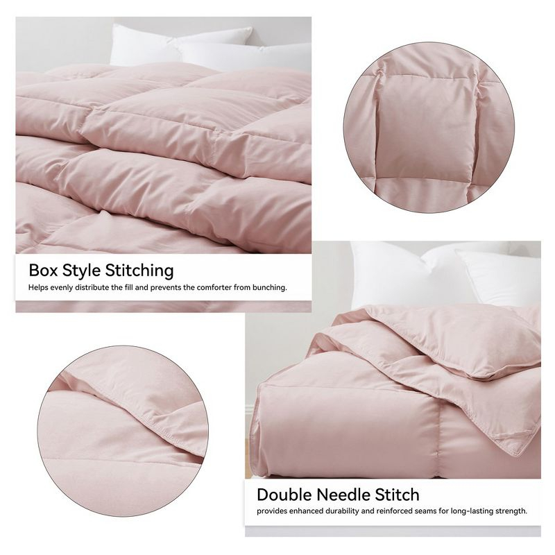 Peace Nest Medium Weight White Goose Down Duvet Comforter Insert, Full/Queen, Pink