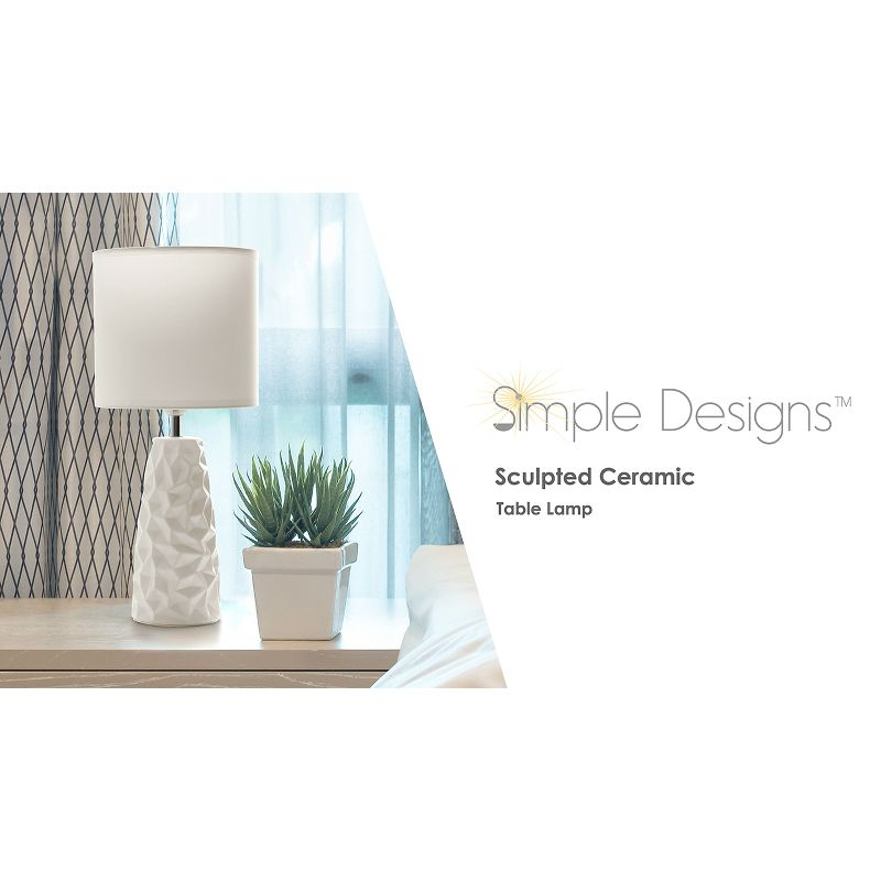 Sculpted Ceramic Table Lamp Black - Simple Designs: Modern Bedside Light, ETL Listed, No Assembly Required