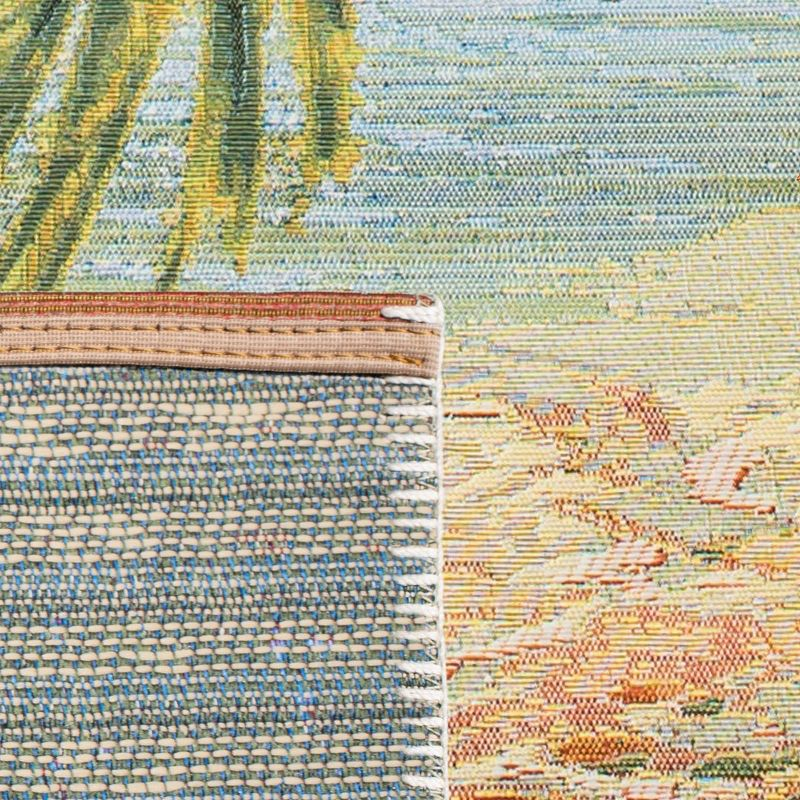 Barbados BAR515 Power Loomed Indoor/Outdoor Area Rug - Gold/Blue - 6'6"x6'6" - Safavieh.