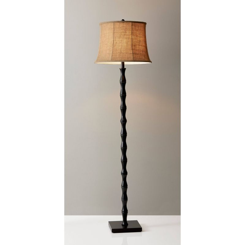62" 3-way Stratton Floor Lamp Black - Adesso: Burlap Shade, Metal Body, UL Listed, Modern Decor