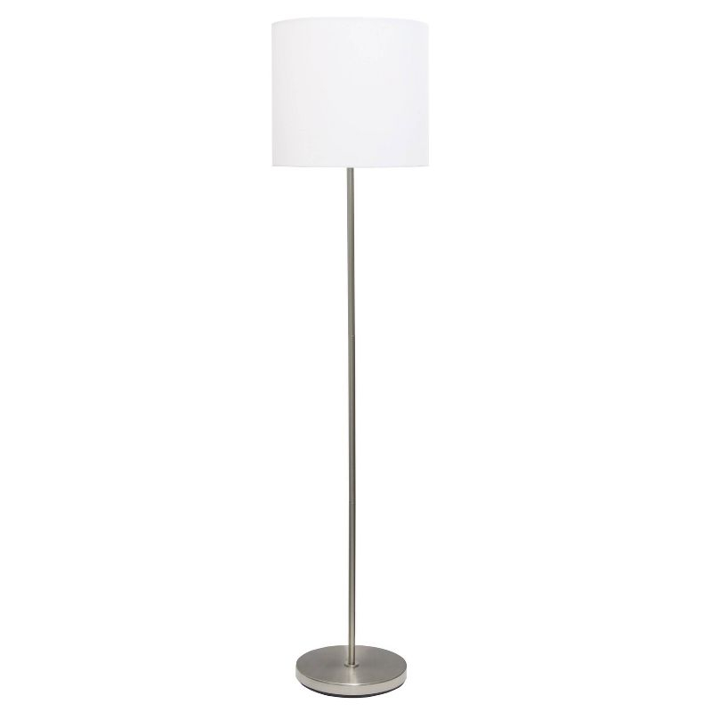 Drum Shade Floor Lamp White - Simple Designs: Brushed Nickel, Modern Style, ETL Listed