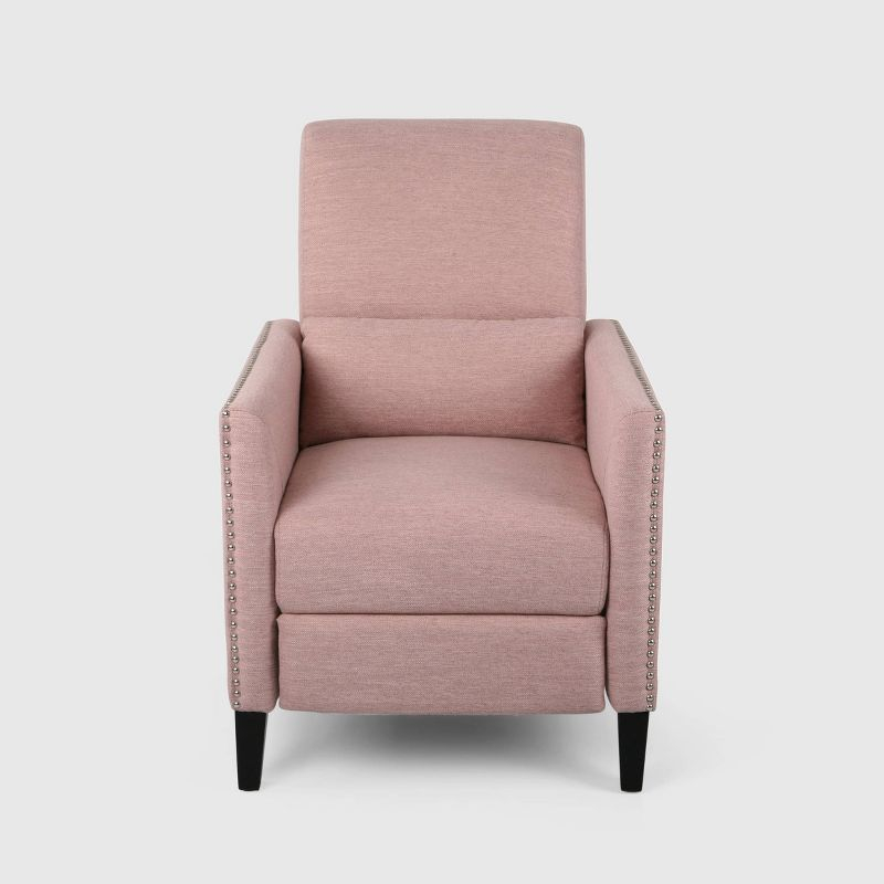 Alscot Contemporary Push Back Recliner Light Pink - Christopher Knight Home: Upholstered Accent Chair, 250lb Capacity