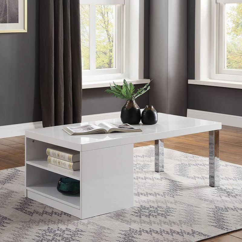 Acme Furniture Harta Coffee Table White High Gloss/Chrome