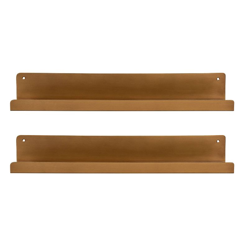 Kate & Laurel All Things Decor 2pc Mezzo Modern Metal Ledge Shelf Set Gold : Display Storage, Pre-Drilled