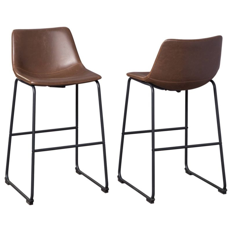 Centiar Pub Height Barstool Brown - Signature Design by Ashley: Faux Leather, Metal Base, Low Back