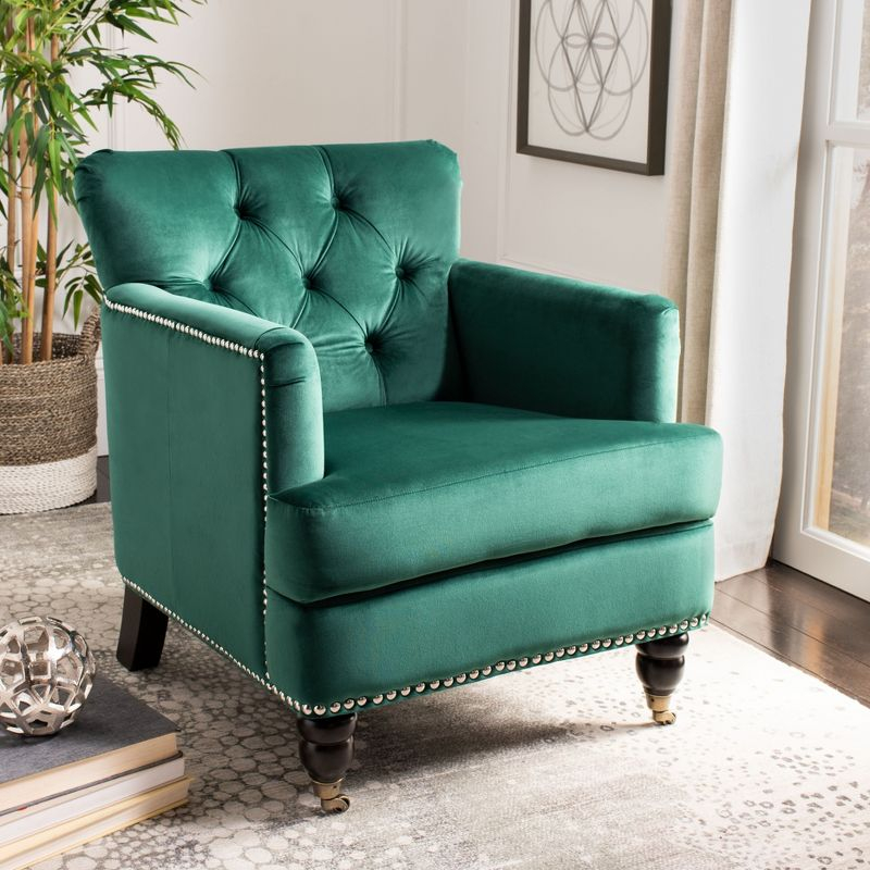 Colin Chair - HUD8212 - Emerald/Espresso - Safavieh