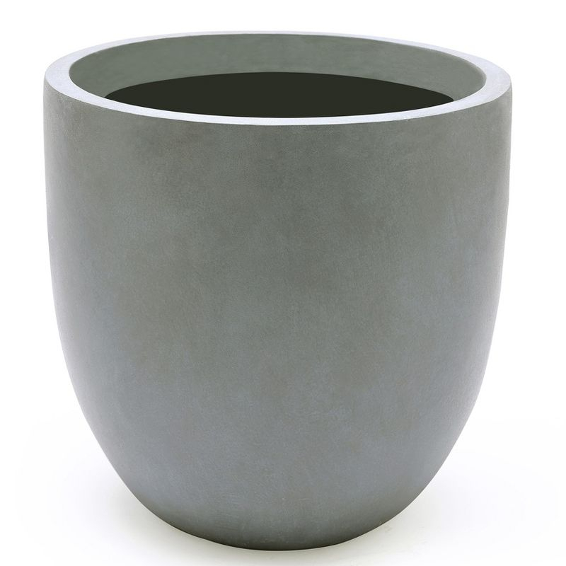 LuxenHome Round Tapered 9.2" H House Planter, Indoor/Outdoor Gray