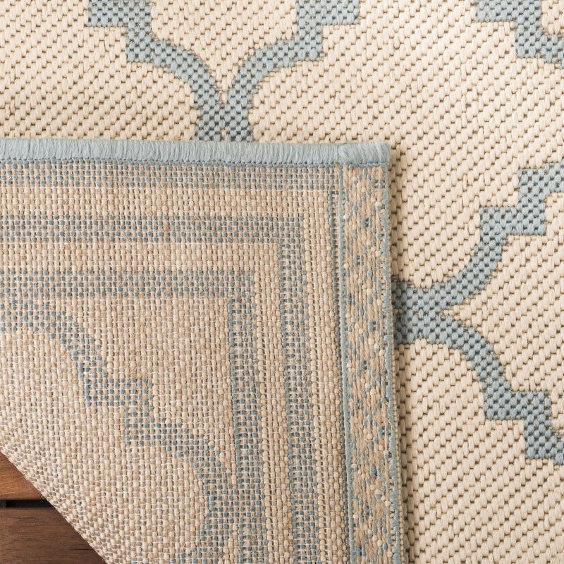 Beach House BHS121 Power Loomed Indoor/Outdoor Accent Rug - Cream/Aqua - 3'x5' - Safavieh