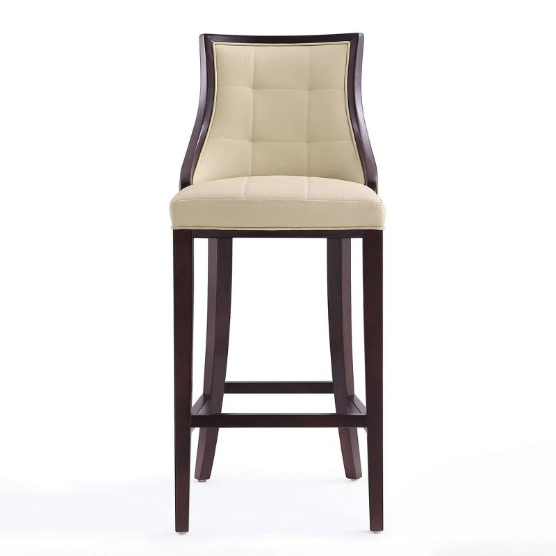 Fifth Avenue Upholstered Beech Wood Faux Leather Barstool Cream - Manhattan Comfort: Padded Back, Armless Design, Fixed Height