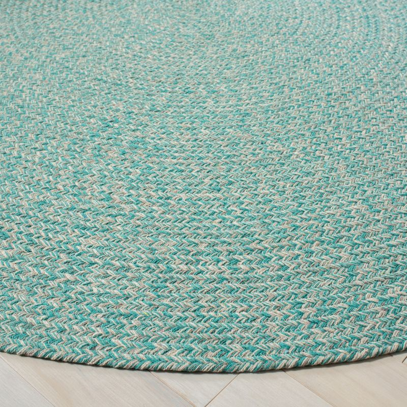 Braided BRD701 Hand Woven Area Rug - Teal/Ivory - 5' round - Safavieh.