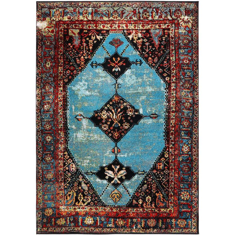 Vintage Hamadan VTH217 Power Loomed Indoor Area Rug - Red/Light Blue - 5'3"x7'6" - Safavieh