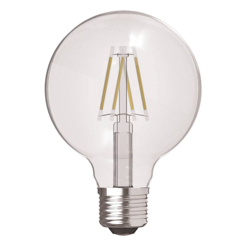 GE 2pk 60W G25 LED Globe Filament Clear Light Bulbs Soft White: Round E26 Type A, Bathroom, 500 Lumens, Energy Star Certified