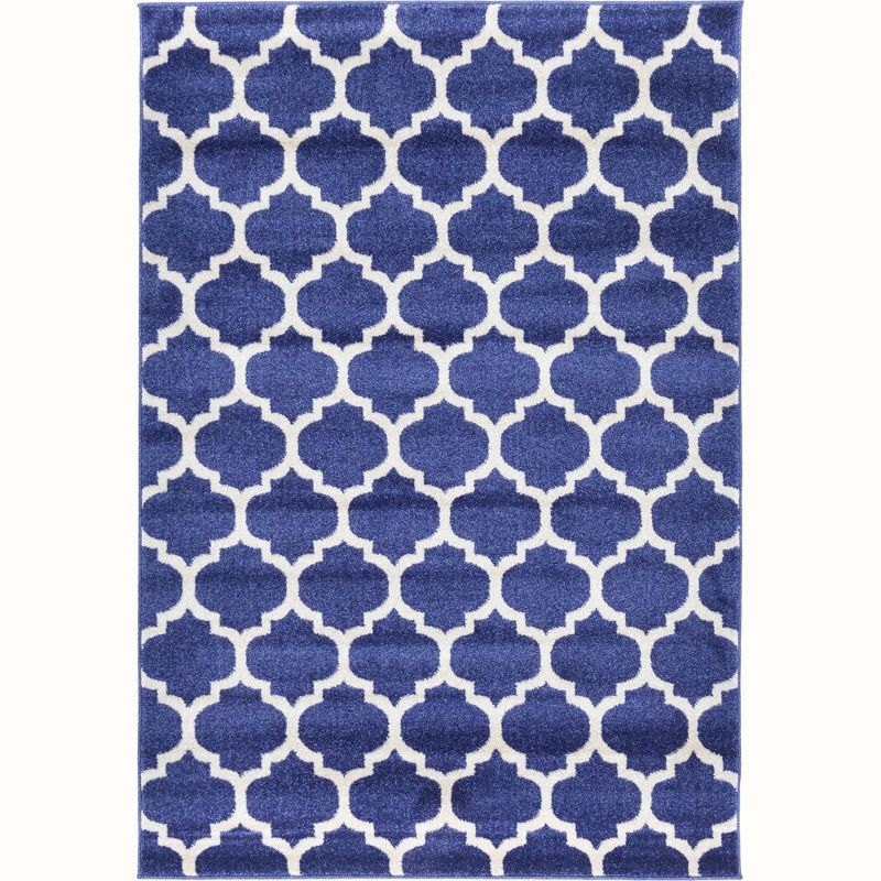 Unique Loom 4' 1 x 6' 1 Trellis Philadelphia Dark Blue Area Rug