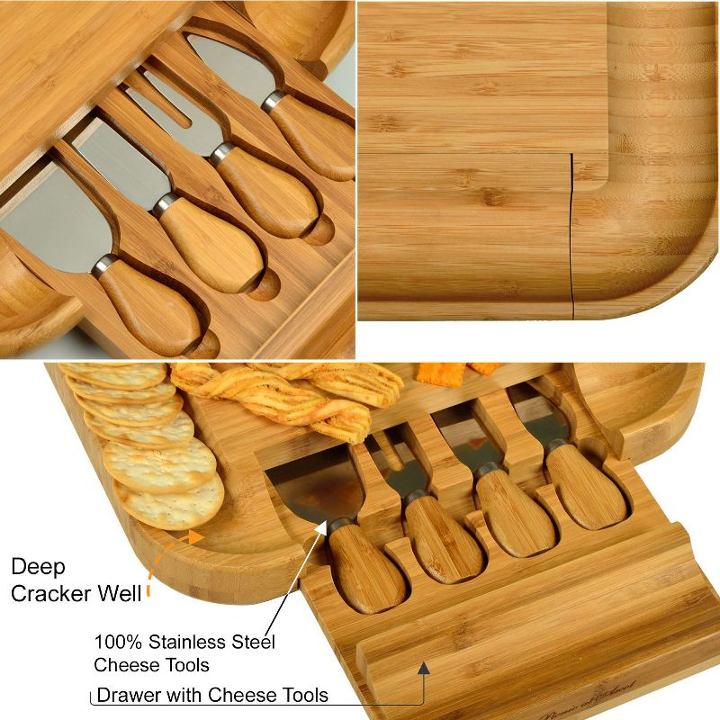 Picnic at Ascot  Large Bamboo Charcuterie Board with Cheese Knife Set