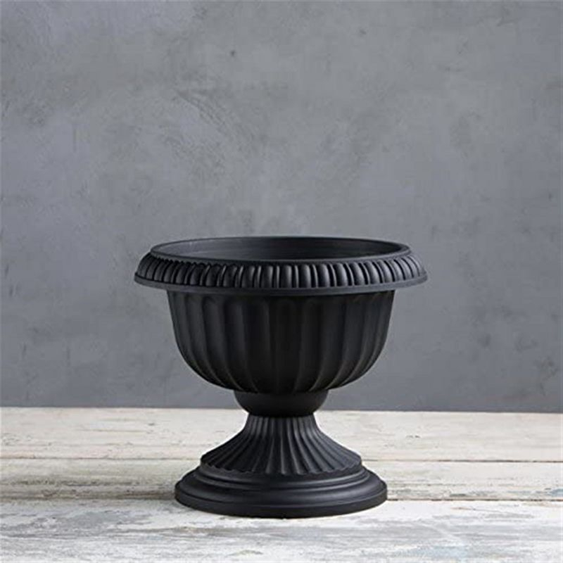 Novelty Grecian Plastic Indoor/Outdoor Urn Planter, Black, 12in