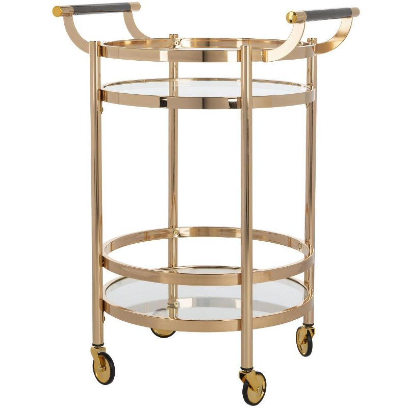 Sienna 2 Tier Round Bar Cart - BCT8001B - Gold/Glass - Safavieh