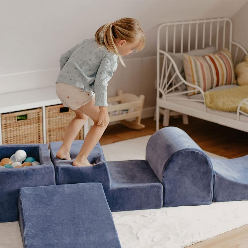 MeowBaby 3 Elements Soft Foam Blocks Playset with Velvet Cover, Lightweight & Durable Indoor Climbing Playground for Babies & Toddlers, White