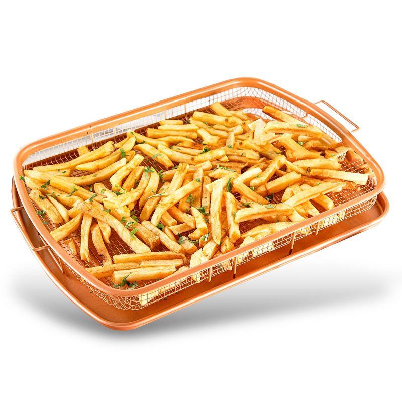 Gotham Steel Large Nonstick Air Fryer Tray for Oven with Recipe Book - 13.4" x 11.4"