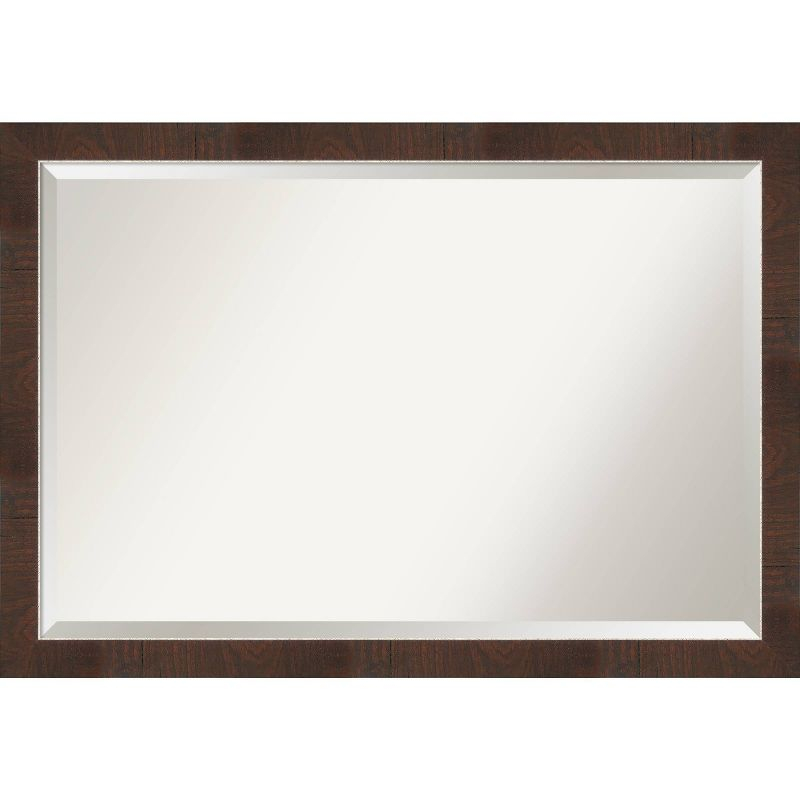 39"x27" Wildwood Narrow Framed Wall Mirror Brown - Amanti Art: Beveled, Rectangular, Polystyrene Frame