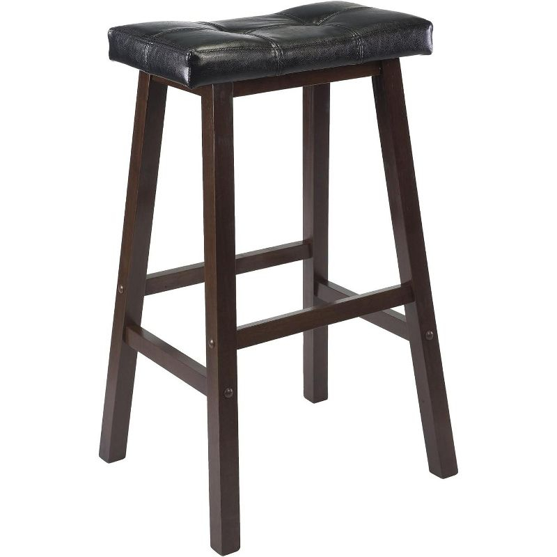 Winsome  Mona Cushion Saddle Seat Bar Stool Black & Walnut