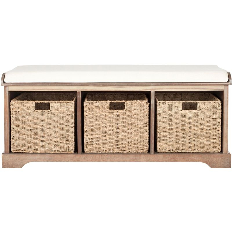Lonan Wicker Storage Bench - Washed Natural Pine - Safavieh