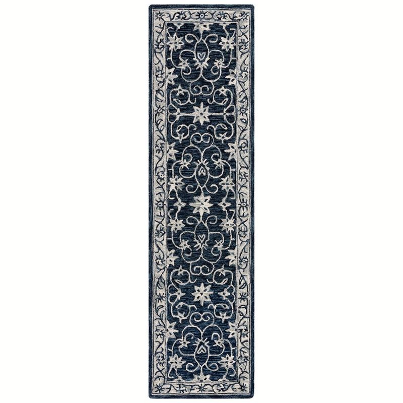 Jardin JAR601 Hand Tufted Runner Rug - Navy/Ivory - 2'3"x9' - Safavieh