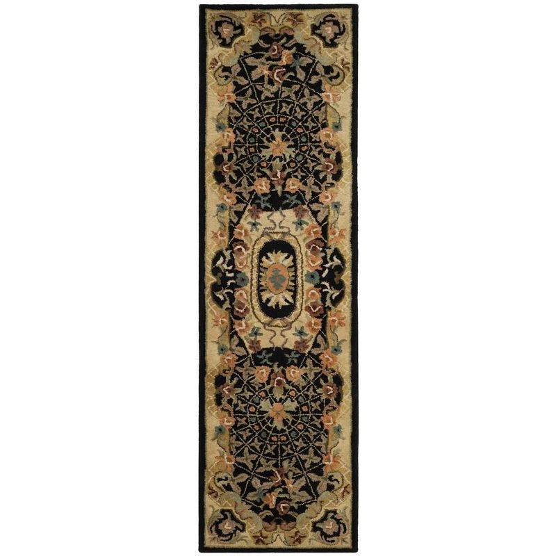 Classic CL304 Hand Tufted Runner Rug - Black/Gold - 2'3"x12' - Safavieh.