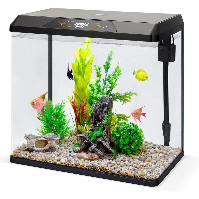 JumblPets Starter Fish Aquarium Kit, Beginner Glass Fish Tank Kit w/LED Lighting & More (10 Gallon)