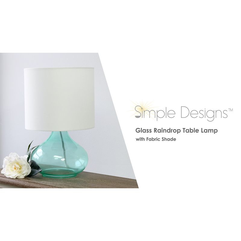 Glass Raindrop Table Lamp with Fabric Shade Gray - Simple Designs: Modern Accent for Bedroom, Office