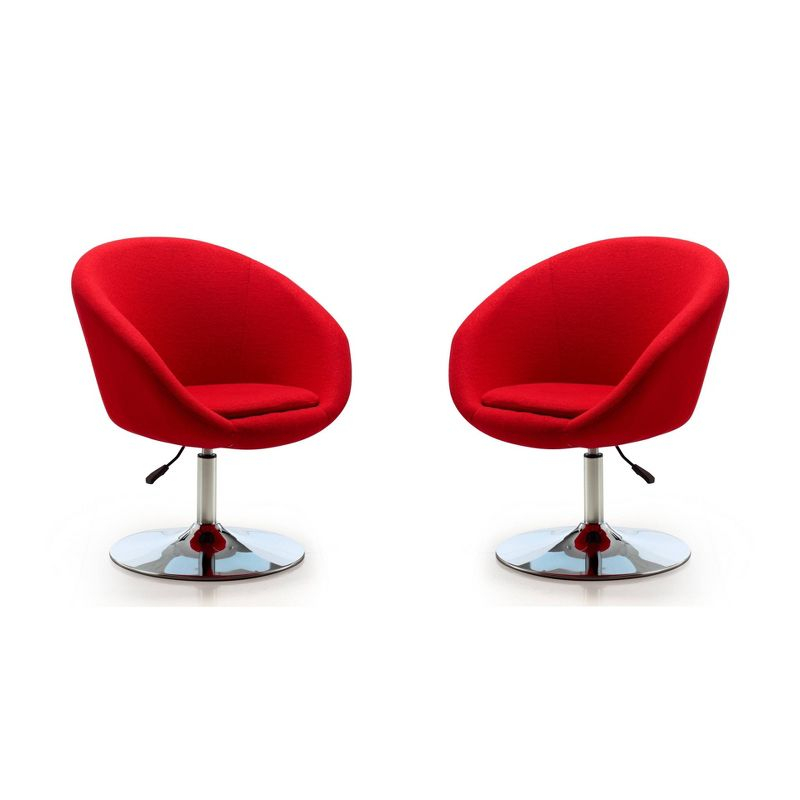 Set of 2 Hopper Wool Blend Adjustable Height Chairs Red - Manhattan Comfort
