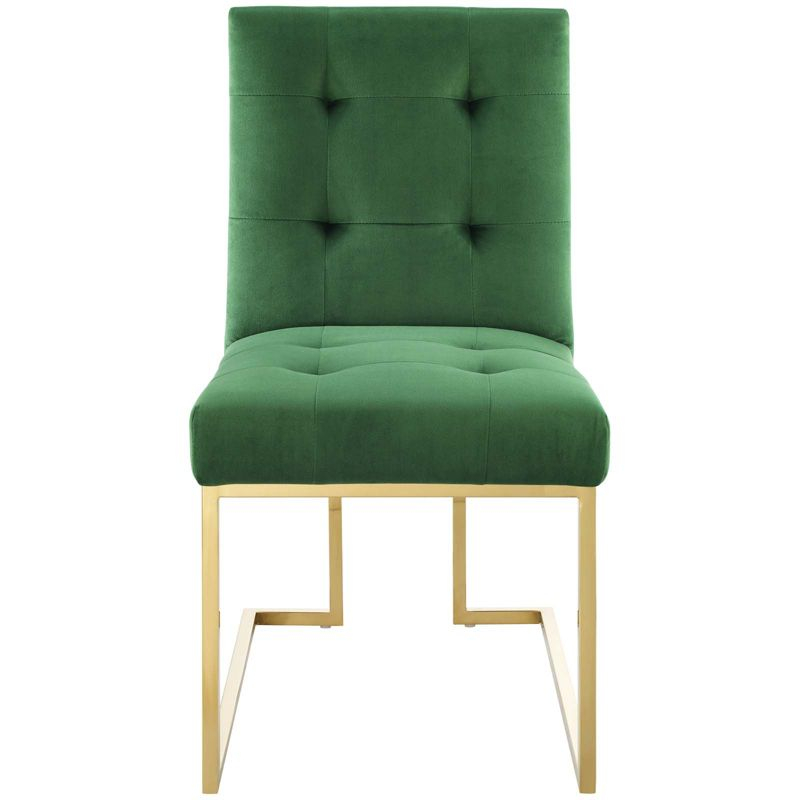Modway Privy Performance Velvet Gold Stainless Steel Dining Chair in Gold Emerald