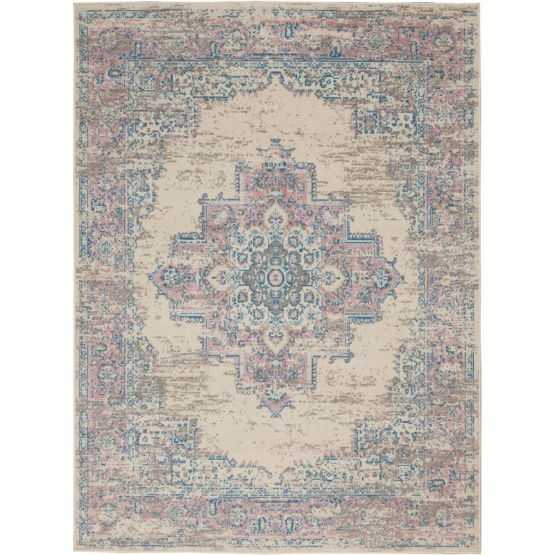 Nourison Grafix GRF14 Ivory/Pink Area Rug 3'9" x 5'9"