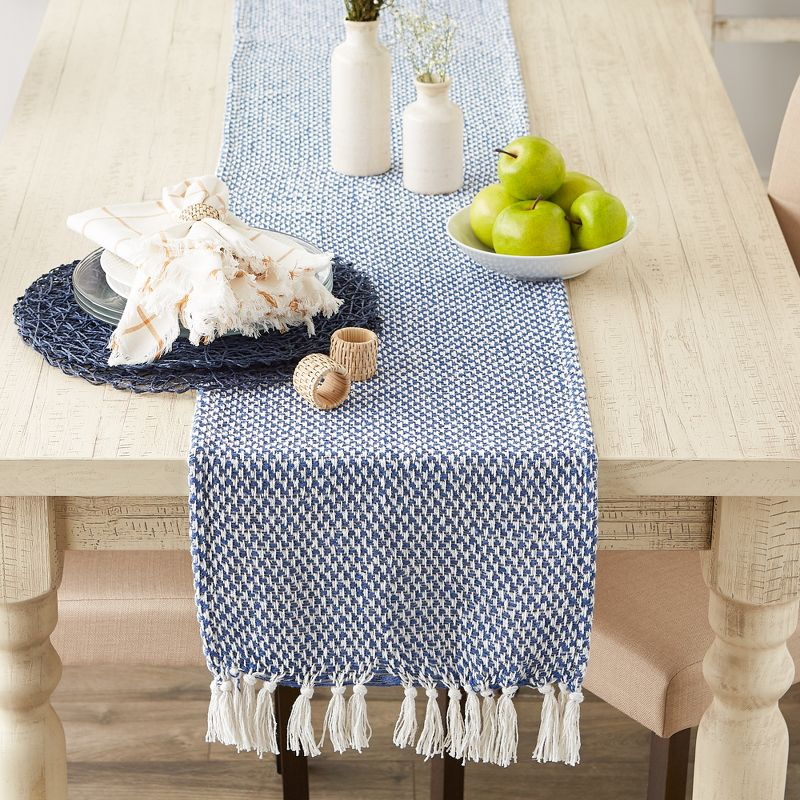 Design Imports  Nautical Blue Woven Table Runner 15X108
