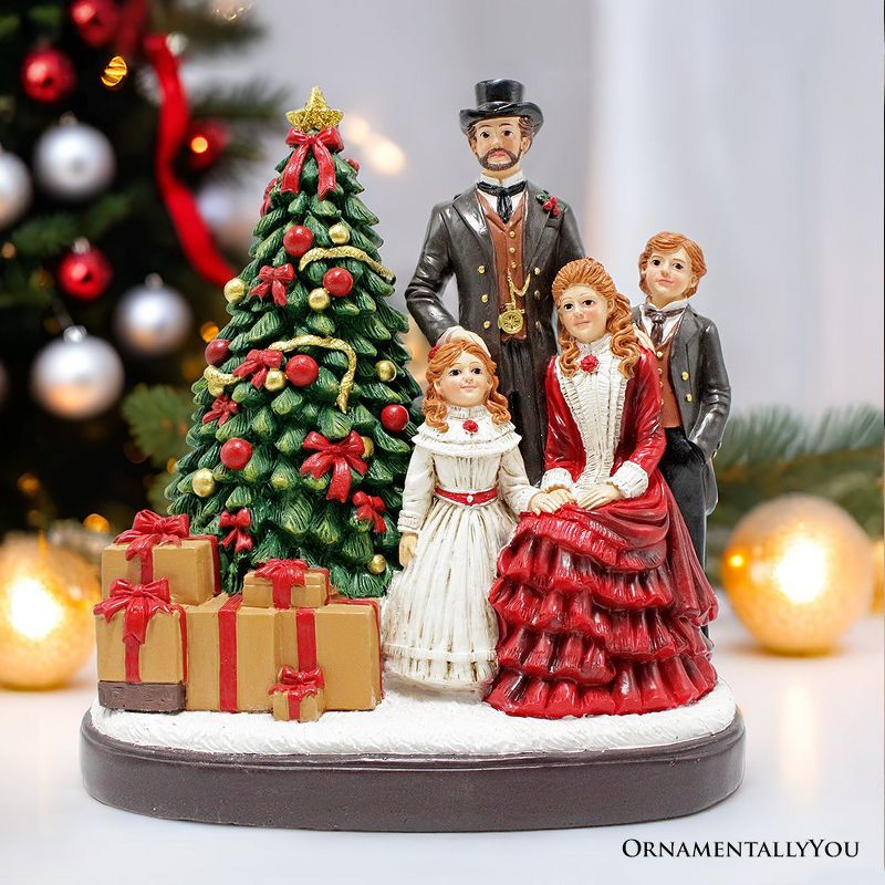 Elegant Victorian Christmas Family Figurine, 8" Vintage Holiday Tabletop Statue and Home Decoration| OrnamentallyYou