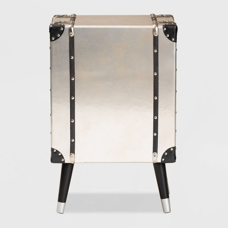 Dilan Metal 3 Drawer Nightstand Light Cream/Black - Baxton Studio: Vintage Style Bedside Storage