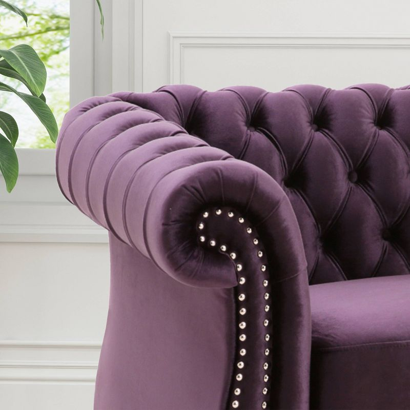 Westminster Chesterfield Club Chair Blackberry - Christopher Knight Home: Velvet Upholstery, Nailhead Trim